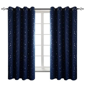 Juego de cortinas oscurecedoras para niños 52x63 azul marino plata estrellas aisladas oscurecimiento nuevo - Imagen 1 de 9