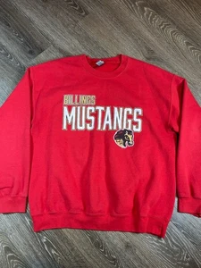 Billings Mustang Ligas Menores Béisbol Cuello Redondo Sudadera Roja Para Hombre Grande - Imagen 1 de 6