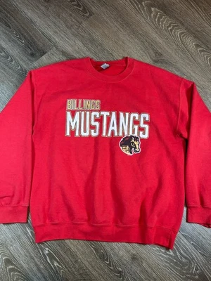 Billings Mustang Ligas Menores Béisbol Cuello Redondo Sudadera Roja Para Hombre Grande Foto 1 de 4