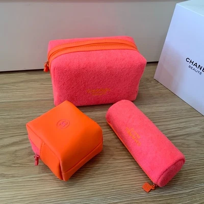 CHANEL 3Pcs NEW-VIP-Gift Mother's Day Set Makeup Toiletry Bag Pouch
