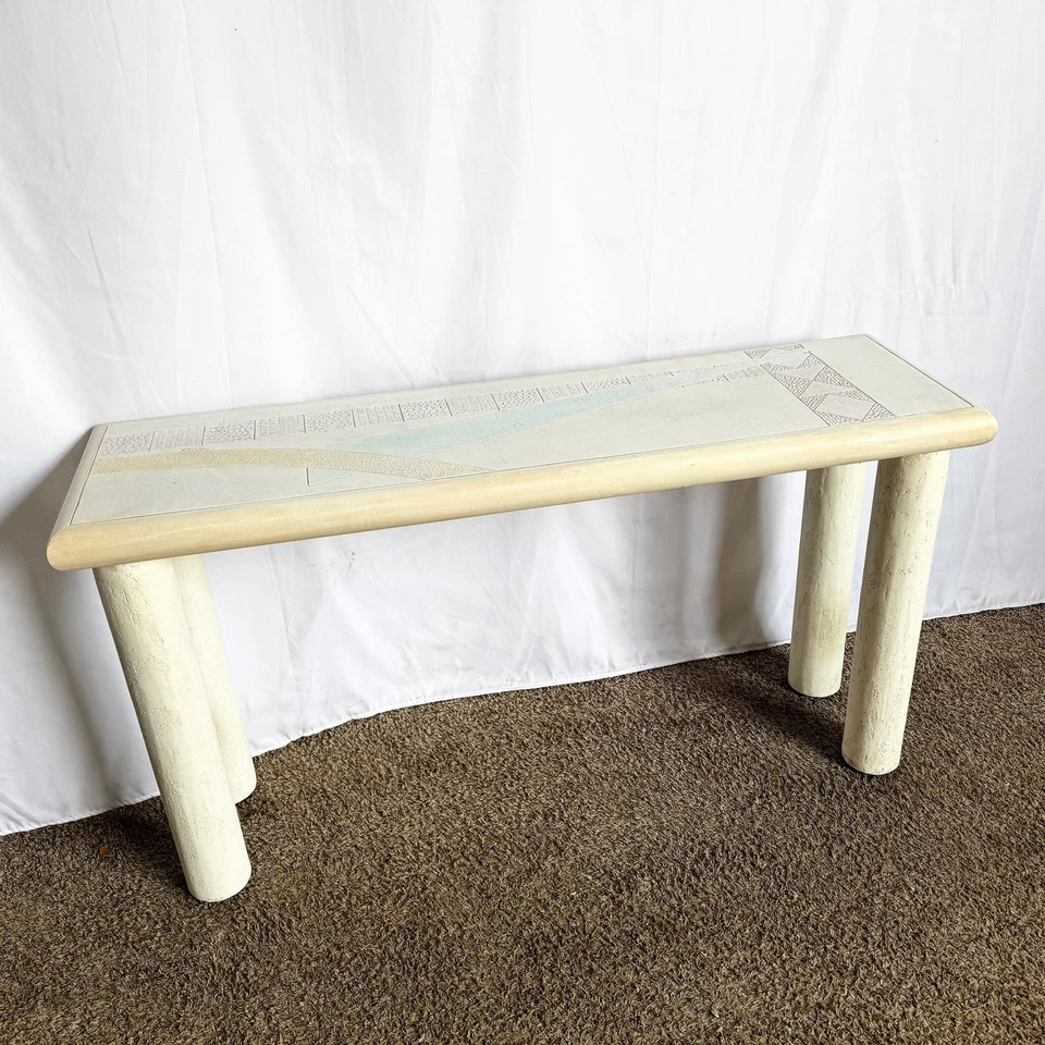 Mesa consola vintage posmoderna firmada por J Berdou con acabado en yeso Foto 1 de 1