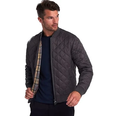 Barbour Gray Gabble Quilted Jacket Coat Lightweight Nylon Mens Size L Large - Image 1 of 4
