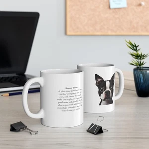 Boston Terrier Coffee Mug 11oz 15 oz Funny Description Ceramic Cup Gift  - Picture 1 of 6