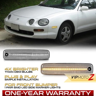 Full LED Front Chrome Amber Side Marker Lights Pair For 1994-1999 Toyota Celica - Image 1 of 4