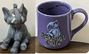 Rainforest Cafe TUKI Elephant Figure & Mug Viola 16 oz Tazza da caffè Combo speciale - Foto 1 di 24