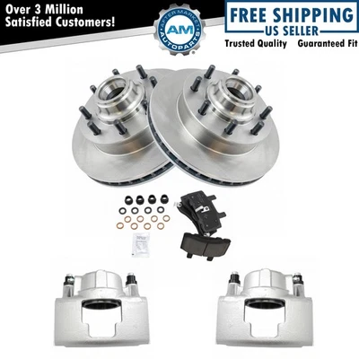 Front Ceramic Brake Pads Rotors & Calipers Kit for GM Truck Van SUV New - Image 1 of 4