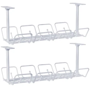 2 Pcs Wire Storage Rack under Desk Basket Cables Organizer Management Tray - Afbeelding 1 van 12