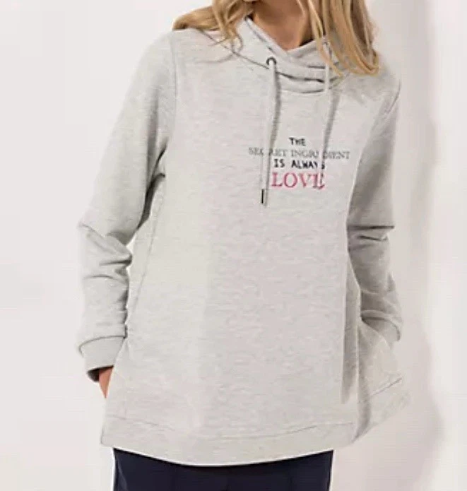 STRANDFEIN Sweatshirt mit Kapuze seitliche Schlitze leger weit.    Gr.40.  AL - Bild 1 von 4