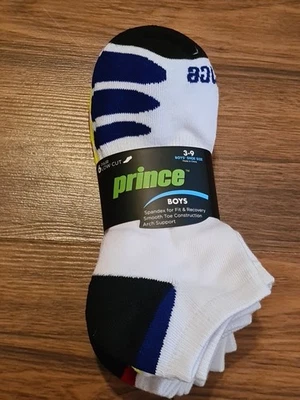 6 Pair Prince Boys Low Cut Socks Size 3-9 - Image 1 of 4