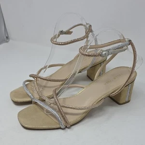 Pelle Moda Gold and Silver Heels with Elegant Straps Size 11 - Picture 1 of 7