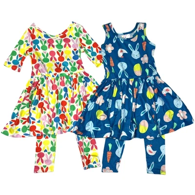 Lote de 4 piezas de vestidos de Pascua Dot Smile para niñas talla 2T leggings conejito bailarina tanque nuevo con etiquetas Foto 1 de 3