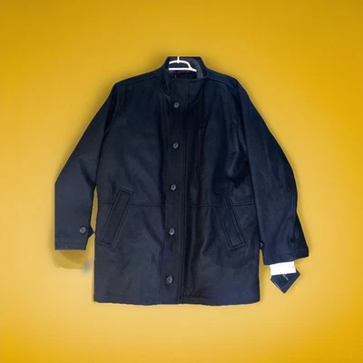 Abrigo London Fog para hombre mezcla de lana negro de un solo pecho clásico XXL Foto 1 de 4