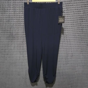Navy Blue Stretch Harem Pants SzM 32x28 Lightweight Boho Chic Athleisure Yoga - Picture 1 of 19
