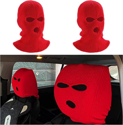 2PCS Car Headrest Cover, Personalized Funny Auto Seat Headrest Full Face Mask, S - Image 1 of 4