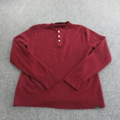 Suéter Abercrombie & Fitch Para Hombre Grande Borgoña 3 Botones Henley Pullover Tejido Foto 1 de 4