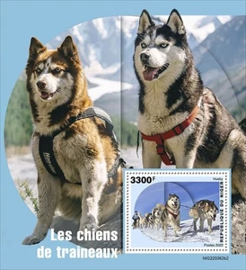 Níger - Perros de trineo Husky 2022 - Hoja de recuerdo de sello - NIG220362b2 - Imagen 1 de 1