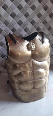Medieval Roman Muscle Cuirass 18ga Steel Breastplate Armor with Leather Belt - Image 1 of 4