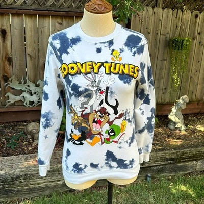 Warner Bros Looney Tunes Graphic Tie Dye Sweatshirt White Women's Size XS - Image 1 of 4