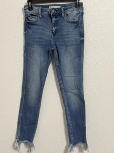 Pantalones de mezclilla ajustados Kancan Maurice’s para mujer talla 25 tiro alto lavado medio dobladillo rasgado - Imagen 1 de 5