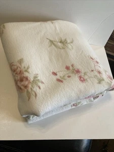 Vintage Gartendecke Überwurf Creme Rose Farbe Blüten Landhaus 100% Baumwolle - Bild 1 von 7