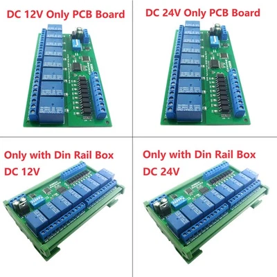 DC 12V/24V 8 CH DIN35 C45 DIN Rail Box UART RS485 Relay Module Modbus RTU Switch - Image 1 of 4