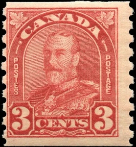 Canada Mint NH F 3c Scott #183 1931 King George V Arch/Leaf Coil Stamp - Bild 1 von 2