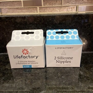 Lifefactory BPA-Free Stage 2 (3-6 Months) Silicone Nipples 2-Pack - Picture 1 of 9