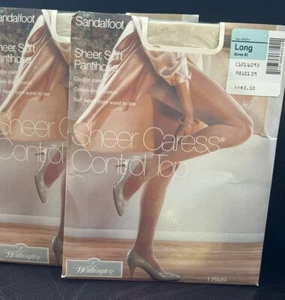 2 JC PENNEY PANTYHOSE SHEER CARESS CONTROL TOP AVERAGE BONE 81 LONG Control Top - Picture 1 of 5