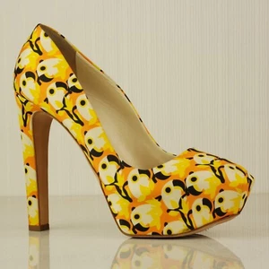 Rupert Sanderson Satin Parrot Print Platform High Heel Court Shoes UK7 EU40 - Picture 1 of 20