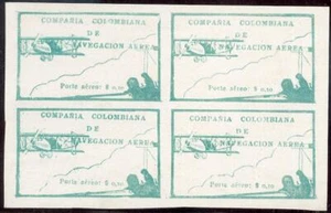 KOLUMBIEN 1920 FLUG 10 per 4 ** POSTFRISCH APS ATTEST(E7173b - Afbeelding 1 van 3