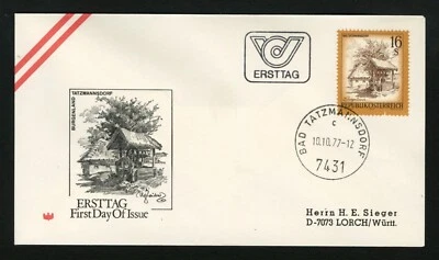 Austria FDC sc 974 Ersttag / Bad Tatzmannsdorf 1977 First Day Cover - Image 1 of 2