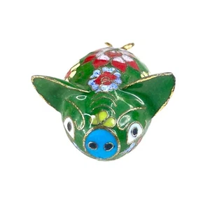 Vintage Miniature Chinese Pig Cloisonne Figurine Swine Piglet Trinket 2 Inches - Picture 1 of 7