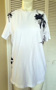 H&M White Short Sleeve Floral Graphic Tee - Ladies Size Small - Picture 1 of 4