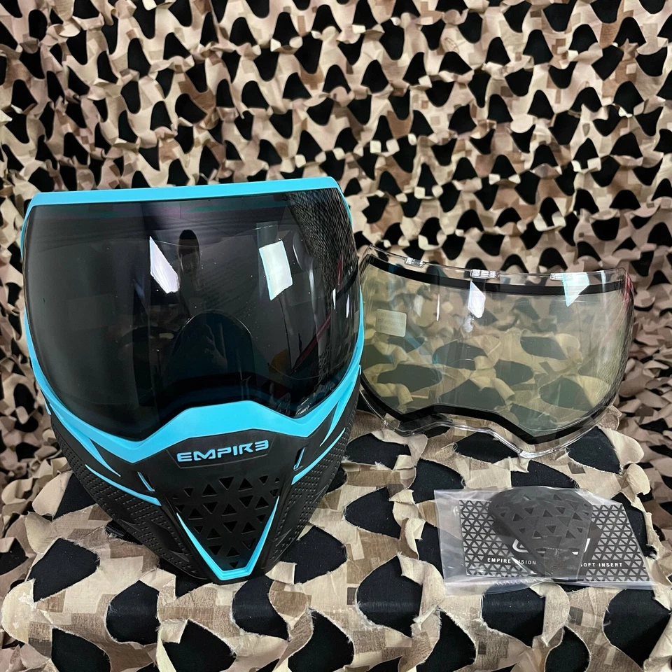 NUEVA Máscara de Paintball Empire EVS - SE Negra/Aqua con Lentes Ninja y Transparentes (21731) Foto 1 de 4