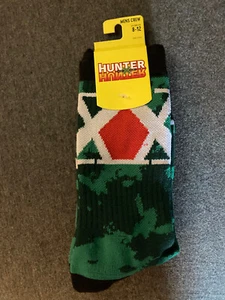 Hunter X Hunter XX Logo Anime Crew Socks Green Black Camo Size 8-12 - Picture 1 of 2