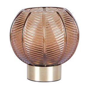 Beautiful by Drew Barrymore 6” Gold Table Lamp with Ribbed Glass Shade - Picture 1 of 7