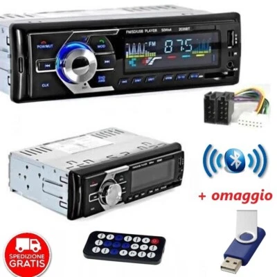 AUTORADIO BLUETOOTH 1 DIN CON VIVAVOCE STEREO RADIO FM MP3 USB MICRO SD AUX AUTO - Immagine 1 di 4