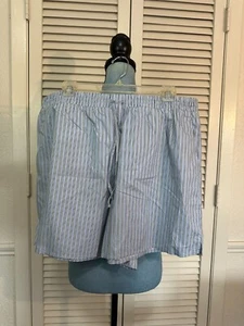 New Express Boxer Shorts Blue White Pinstripe Elastic Pull On Cotton Large - Picture 1 of 5