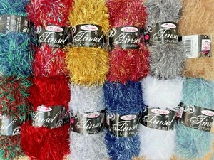 KING COLE TINSEL CHUNKY YARNS. 50gms IN A VARIETY OF COLOURS - Picture 1 of 13