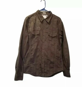 BKE Buckle Braun Druckknopf Hemd Herren Large Langarm Slim Fit Western Rodeo - Bild 1 von 5