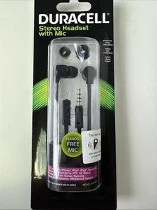 DURACELL Stereo Headset with Mic-Black GDU9540 NEW - Picture 1 of 8