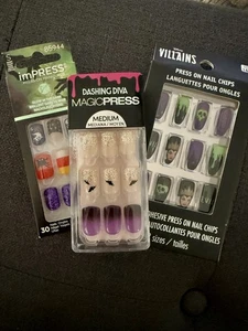 Lot of 3 Dashing Diva, Impress, Disney Press On Nails Halloween Sets - Picture 1 of 7