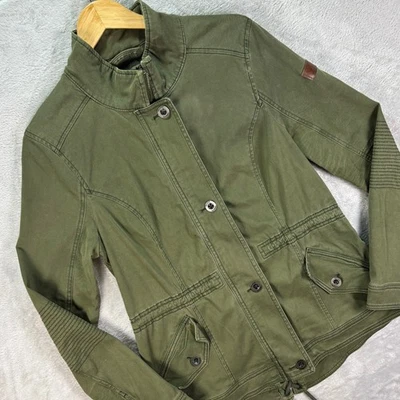 Hollister Women L Utility Jacket Green Moto Stitch Drawstring Waist Casual Coat - Image 1 of 4