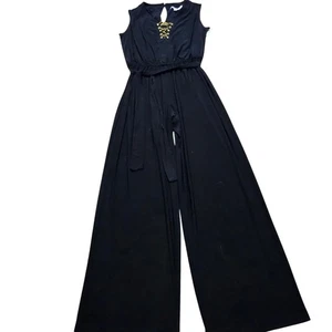 EMMA & MICHELE Jumpsuit Damen L schwarz gold Kette weites Bein ärmellos elegant Neu mit Etikett - Bild 1 von 7
