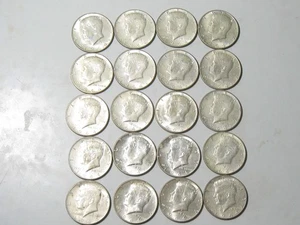 Roll of 20 Circulated 1964-D 90% Silver Kennedy Half Dollars - #10849-35 - Picture 1 of 2