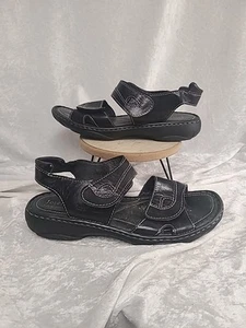 Josef Seibel size 40 / 9 Womans Black Leather Sandal - Picture 1 of 18