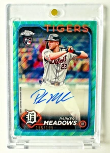 2024 Topps Chrome Parker Meadows AUTO RC AQUA Wave Refractor SP #/199 Tigers! - Picture 1 of 3