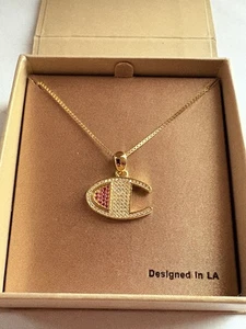 Collana con ciondolo CHAMPION KING ICE 2018 oro su argento sterling 925 rosa e zirconi - Foto 1 di 15