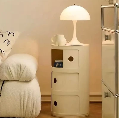 Stylish Nordic Round Bedside Table Modern Nightstand with Storage for bedroom  - Image 1 of 4