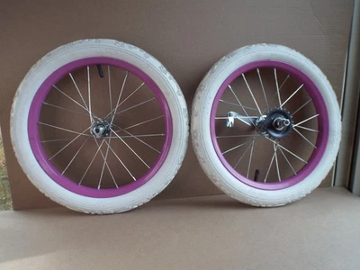 Disney Frozen 16" Front & Rear Bicycle Wheel Complete White Tires Nice! (Read) - Image 1 of 4